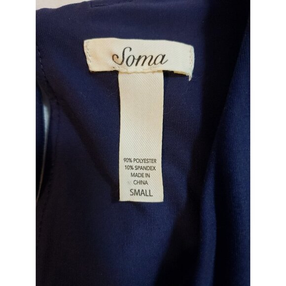 Soma Womens Sleeveless Navy Blue Dress With V-Neck‎ & Back Tie Detail size S - Picture 6 of 16
